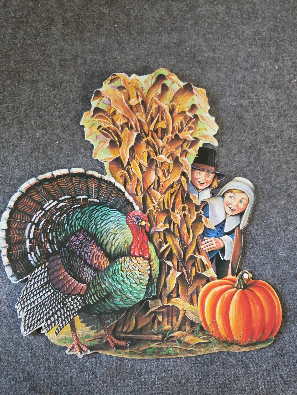 Vintage Thanksgiving Wall Decor - Multicolor Turkey and Pilgrims
